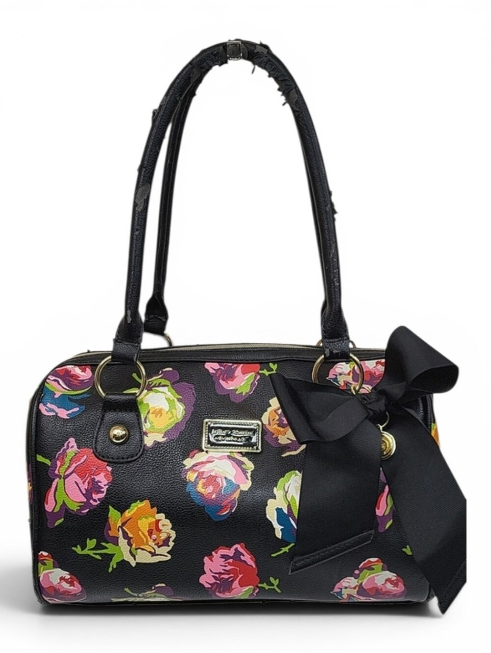 🪷3/$20🪷 Betsey Johnson  Floral Black Bow Accent Satchel Tote